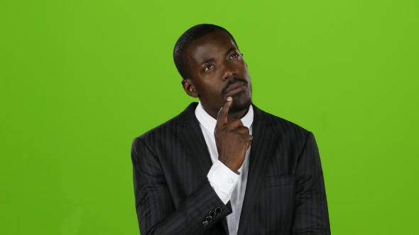 African American Reflects on the Main Question and Finds the Answer. Green Screen alt