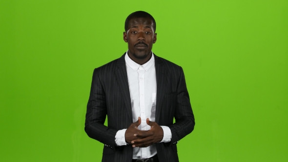 Chief African American Speaks with His Colleagues, Screams. Green Screen alt