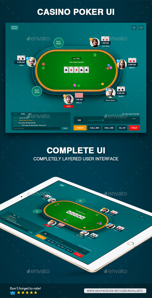 Casino Poker Table Game Ui by RoyalArts | GraphicRiver