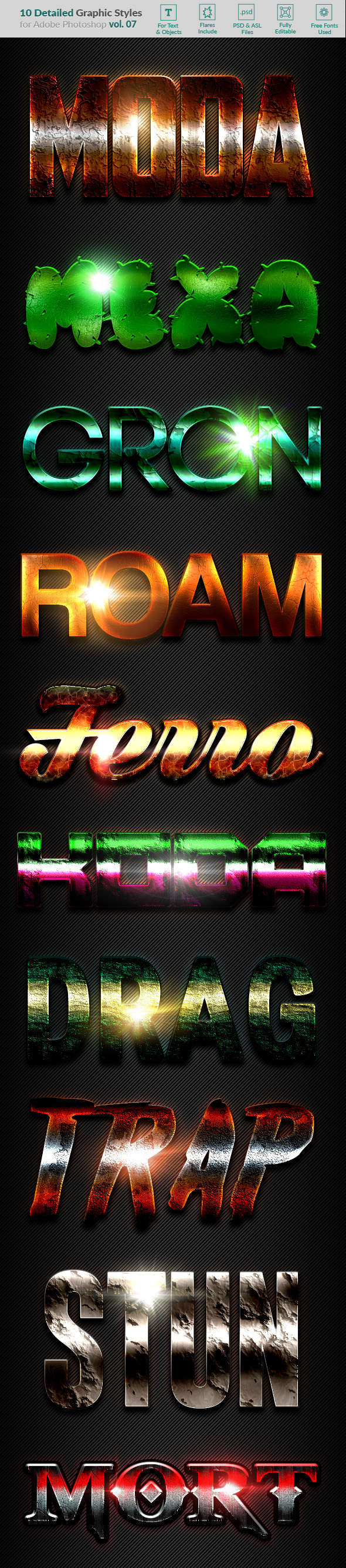 10 Text Effects Vol. 07 - Styles Photoshop