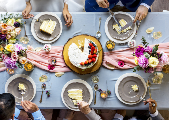 Group of Diverse Friends Gathering Eating Cakes Together