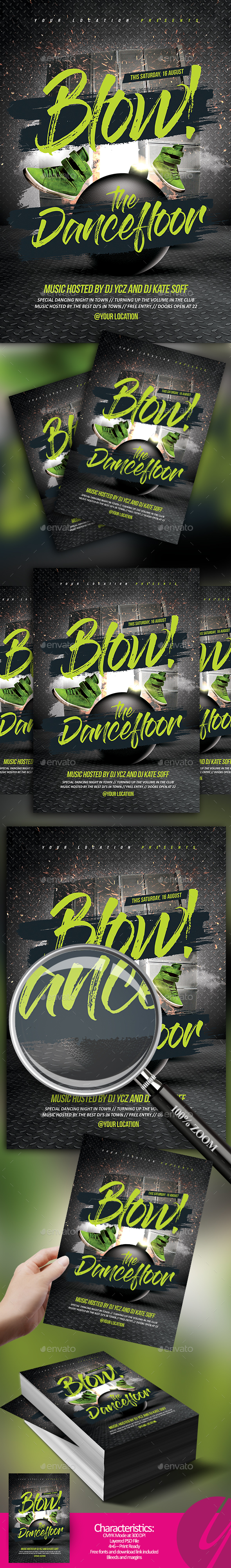 Blow the Dancefloor Flyer - Clubs & Parties Events
