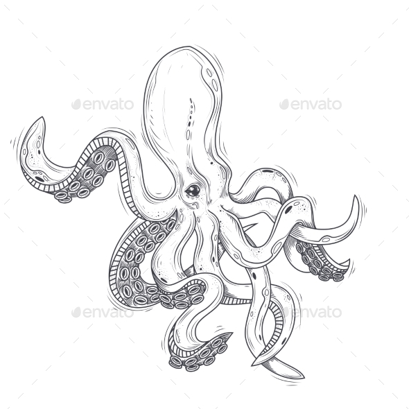Vector Illustration of an Octopus - Animals Characters