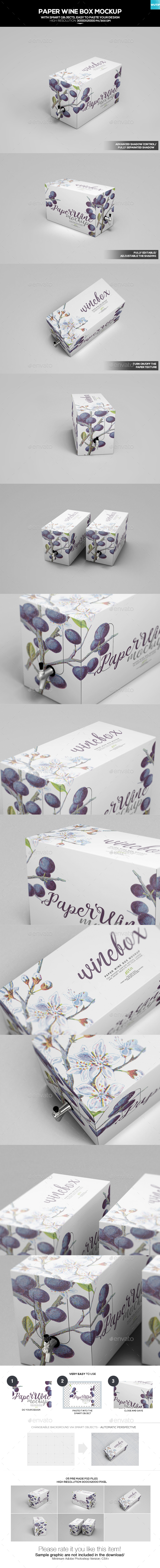 Paper Wine Box Mockup - Food and Drink Packaging