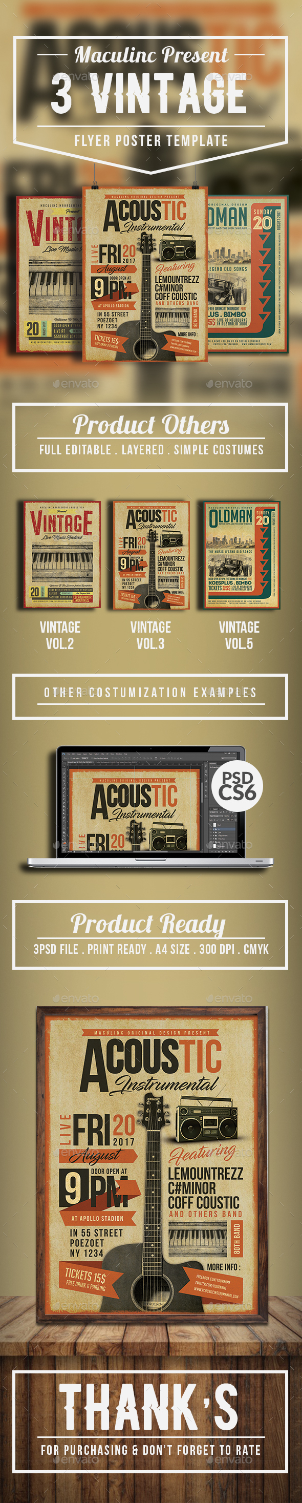 Vintage Flyer/Poster Bundle Vol.1 - Concerts Events