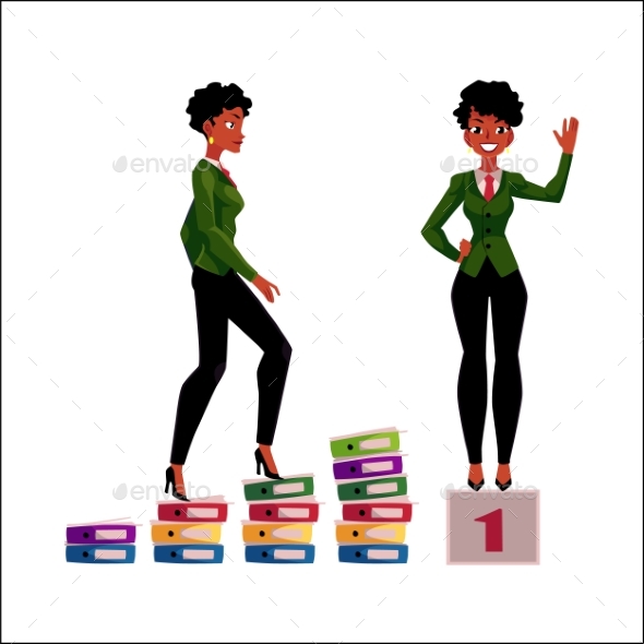 Black, African American Businesswoman Climbing - People Characters