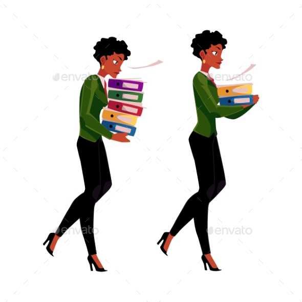 Black, African Businesswoman Carrying Document - People Characters