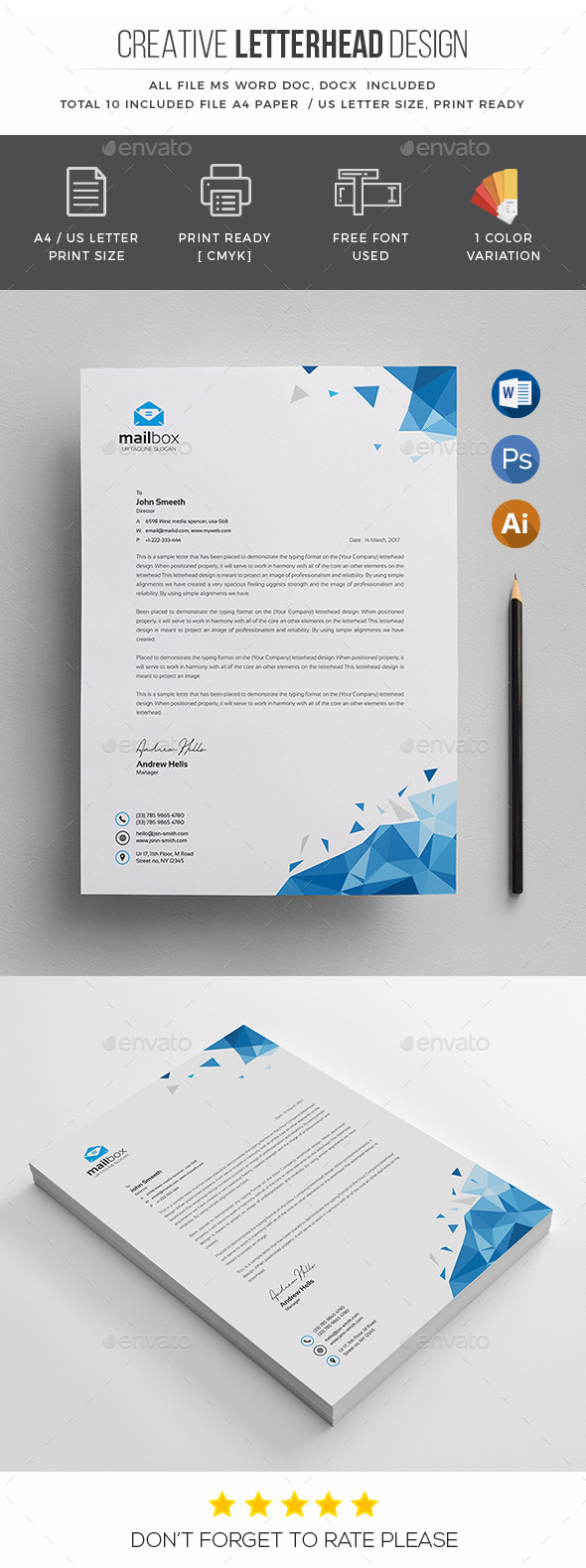 Letterhead Template - Stationery Print Templates