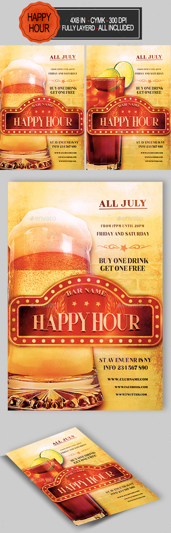 Happy Hour Flyer - Clubs & Parties Events