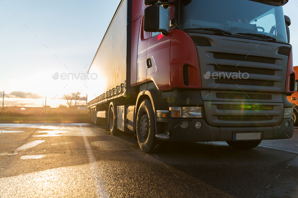 close up of truck on parking - Stock Photo - Images