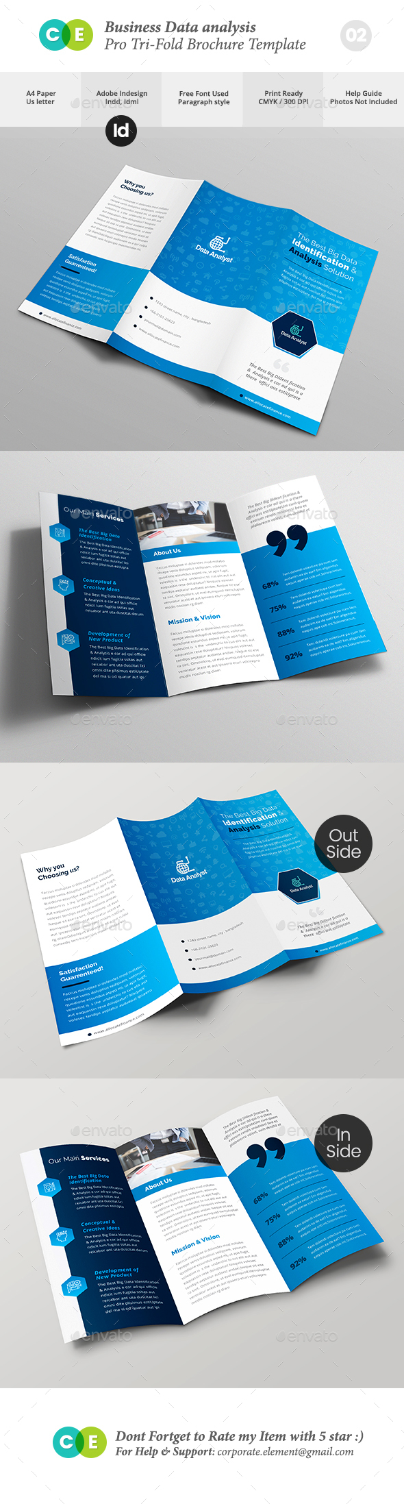 Pro Business Data Analysis Tri-fold Brochure V02 - Brochures Print Templates