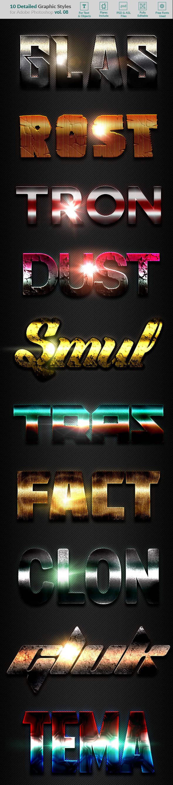 10 Text Effects Vol. 08 - Styles Photoshop