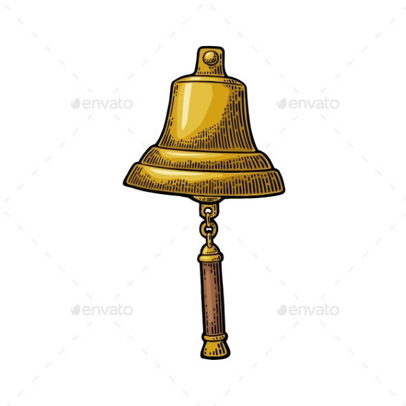 Bell From Sailing Ship Isolated White Background - Miscellaneous Vectors