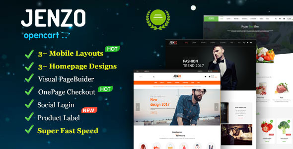 Jenzo - Drag & Drop Multipurpose OpenCart Theme with Mobile-Specific Layouts - OpenCart eCommerce