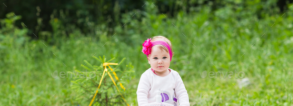 baby smile picnic playful weekend nature - Stock Photo - Images