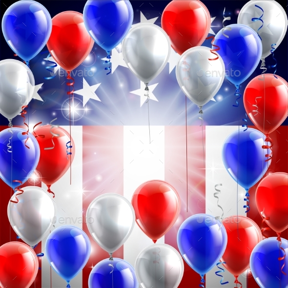 American Flag Balloons Background Design