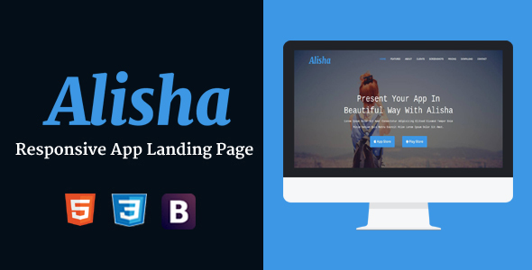 Alisha - Responsive App Landing Page - Technology Site Templates