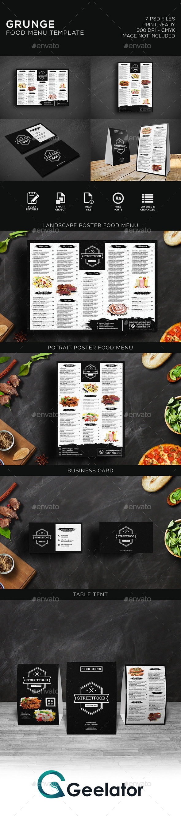 Grunge Food Menu - Food Menus Print Templates