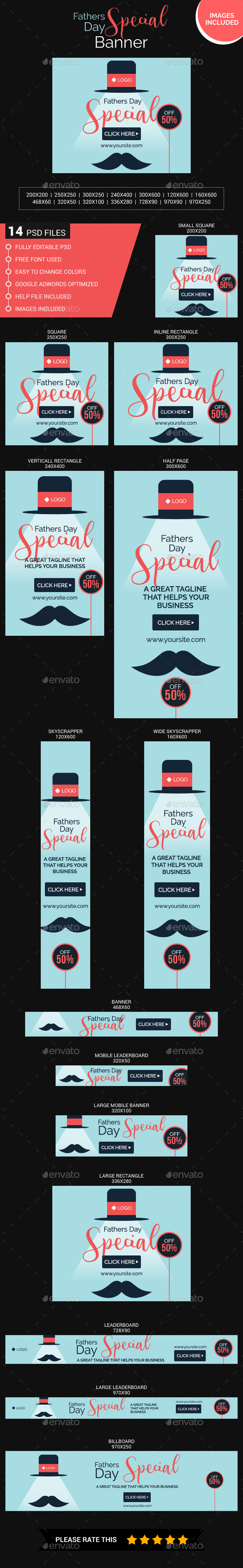 Fathers Day Collection - Banners & Ads Web Elements