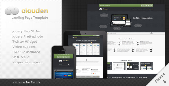 Clouden Responsive Landing /One Page Template by tansh