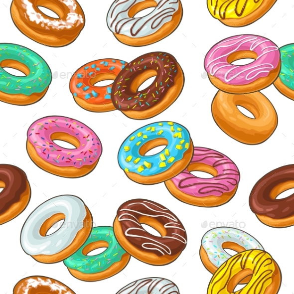 Seamless Pattern Set Donut with Different Icing - Miscellaneous Vectors