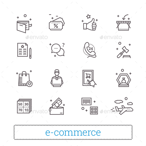 E-commerce, Retail, Shopping Thin Line Icons. - Business Icons