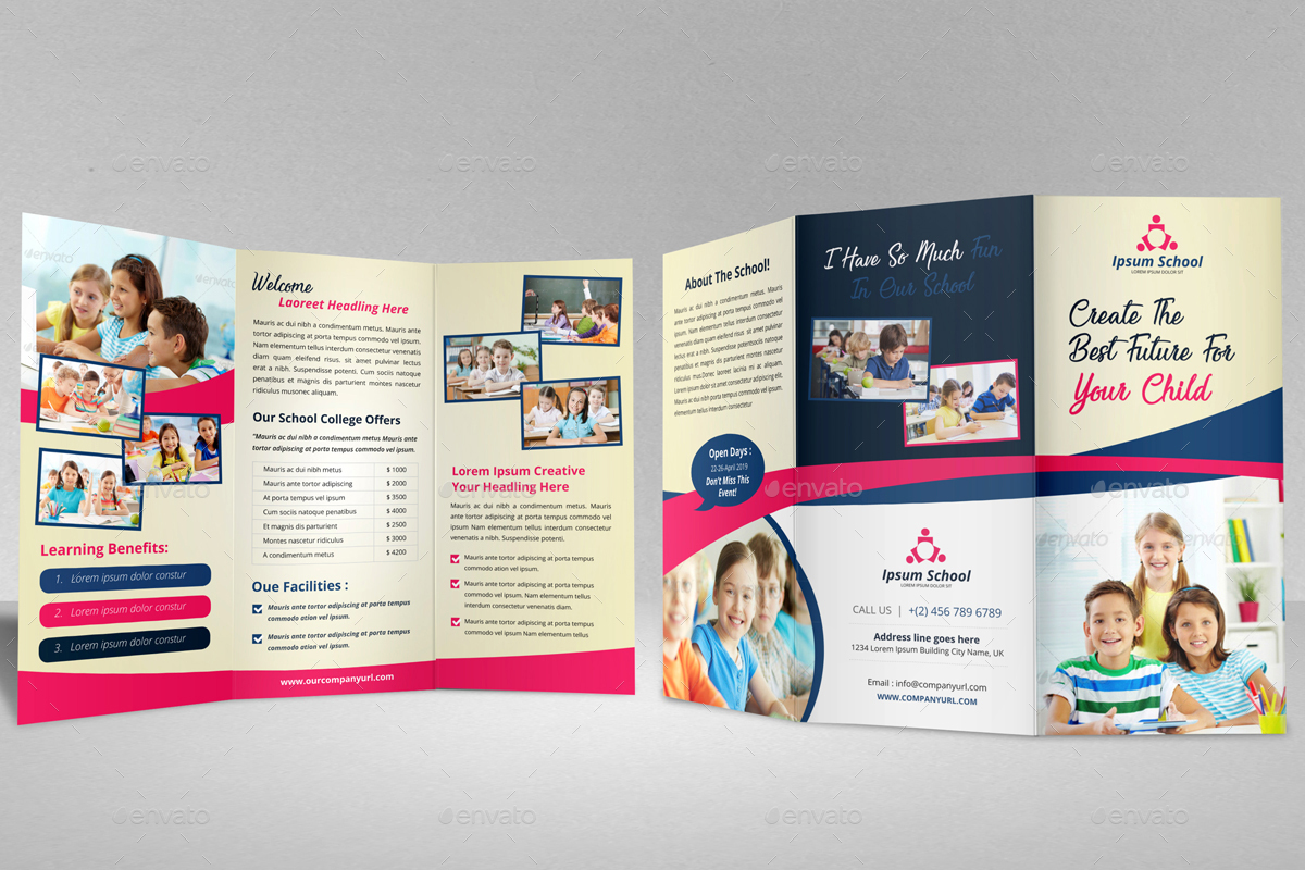 Education School Trifold Brochure v3, Print Templates | GraphicRiver