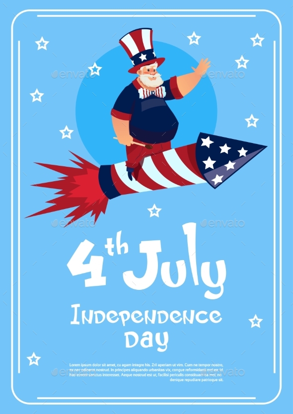 Man Wearing American Flag Colored Hat Ride - Seasons/Holidays Conceptual