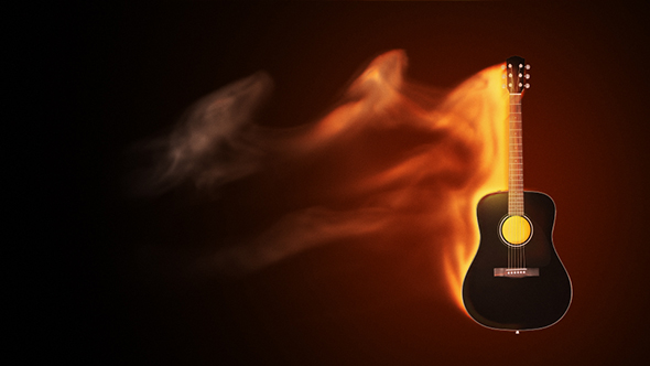 Acoustic Guitar On Fire
