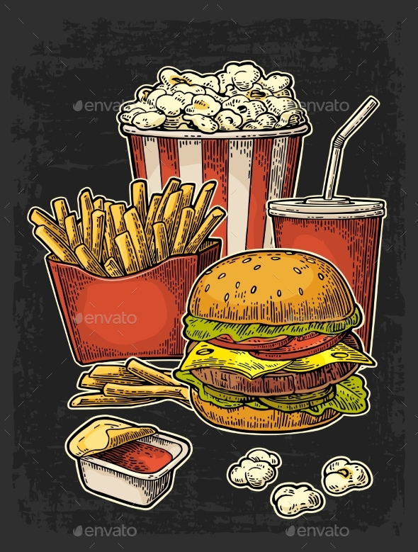Poster with Fast Food - Food Objects