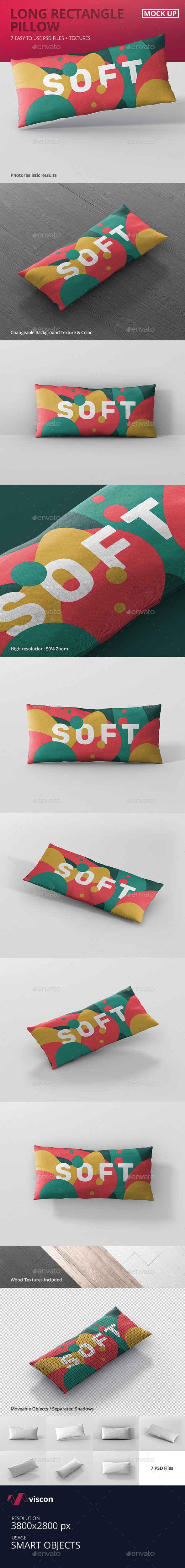 Pillow Mockup - Long Rectangle - Miscellaneous Product Mock-Ups
