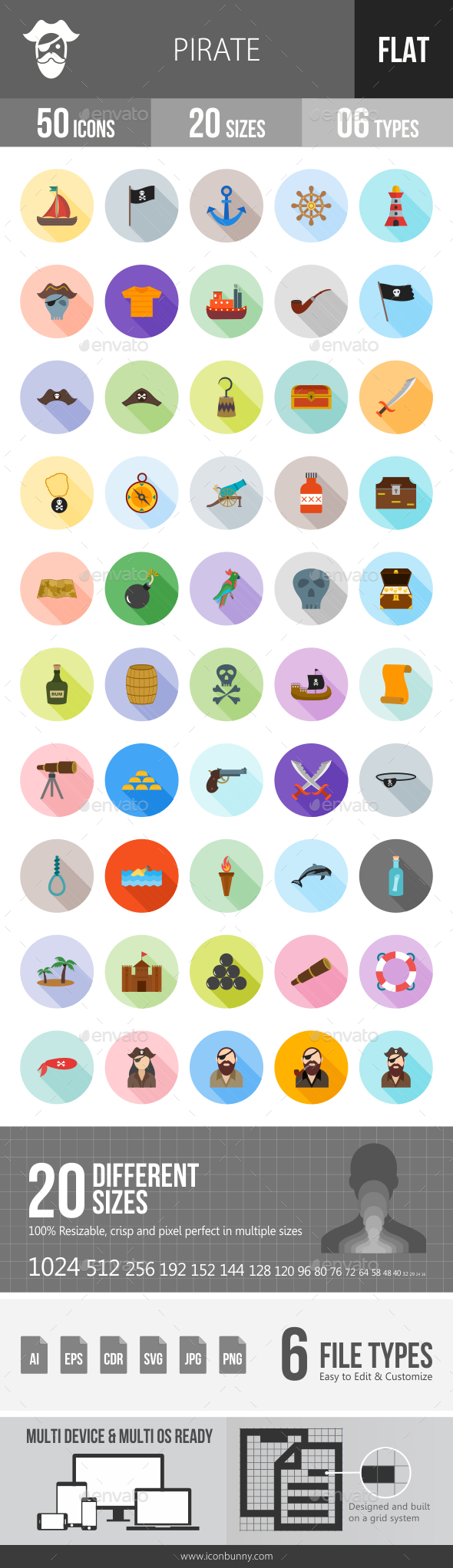 Pirate Flat Shadowed Icons - Icons
