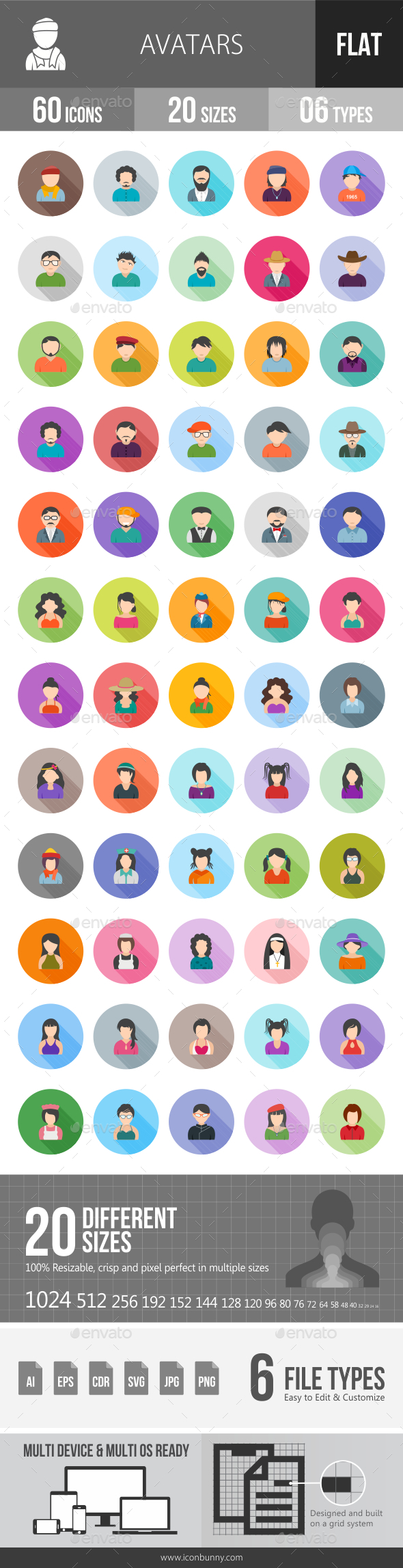 Avatars Flat Shadowed Icons - Icons