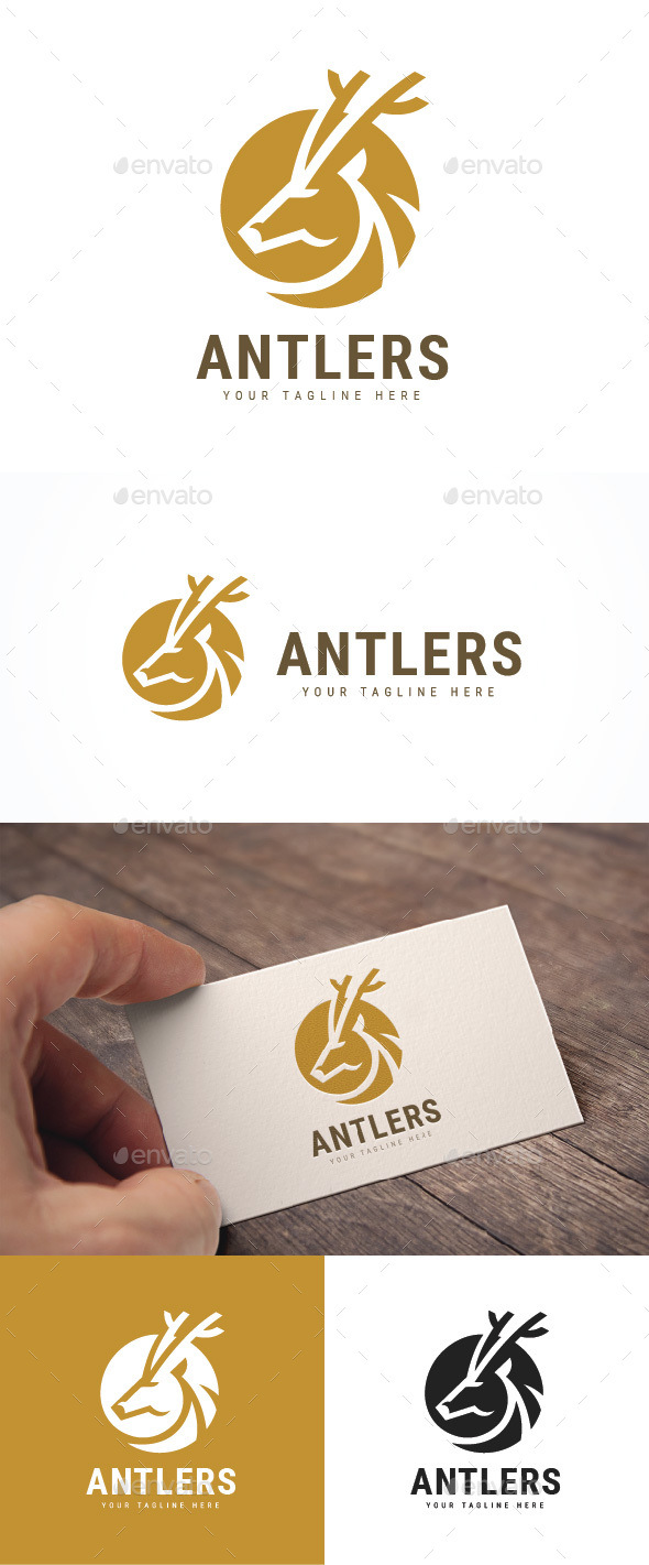 Deer Antlres Logo - Animals Logo Templates