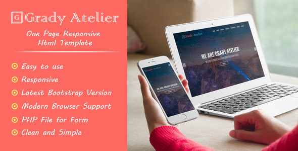 Exceptional Grady Atelier - One Page Responsive HTML5 Template