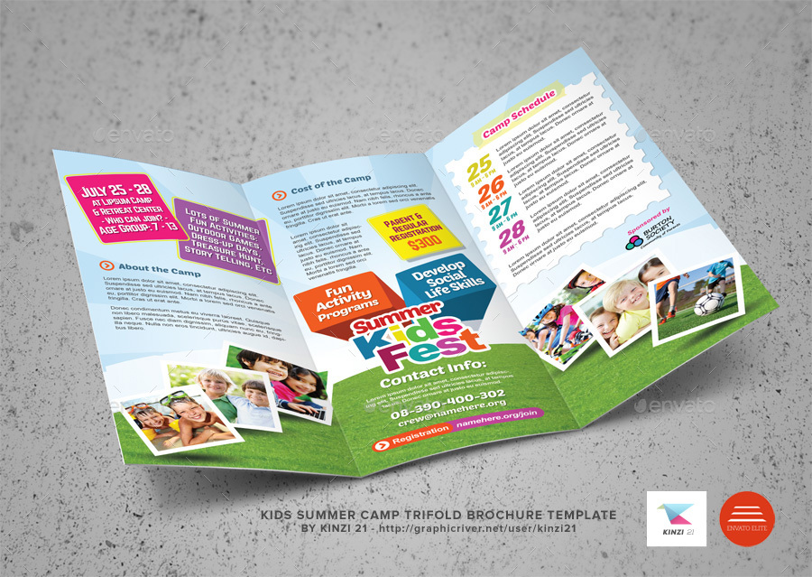 kids summer camp trifold brochure by kinzi21 graphicriver camp brochure