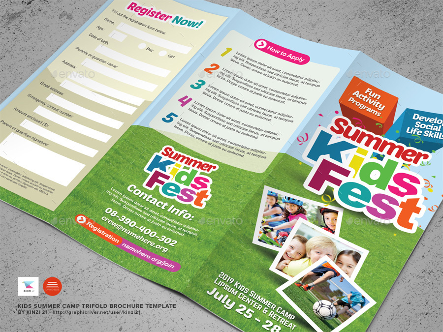 Kids Summer Camp Trifold Brochure, Print Templates | GraphicRiver