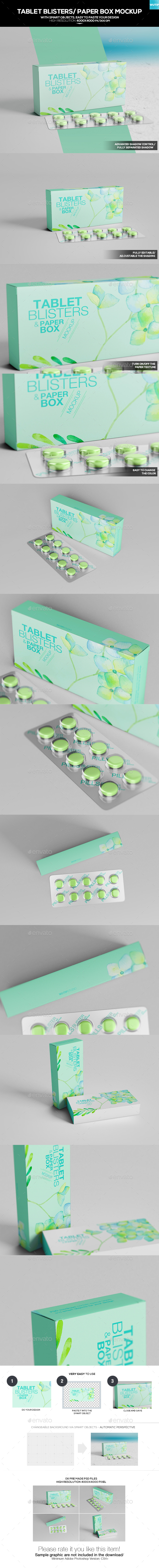 Tablet Blisters/ Paper Box Mockup