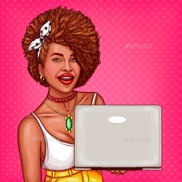 Vector Pop Art Illustration of a Woman - People Characters