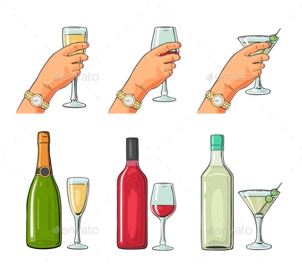 Set of Alcoholic Drinks - Miscellaneous Vectors