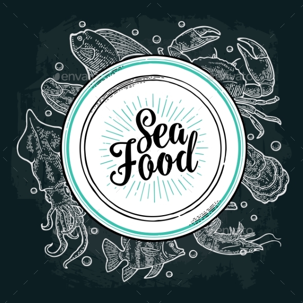 Square Poster Sea Food - Backgrounds Decorative