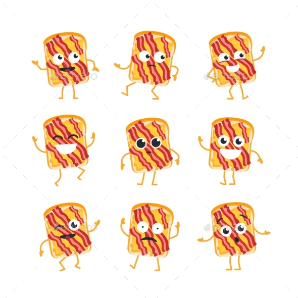 Sandwich - Vector Set of Mascot Illustrations. - Food Objects
