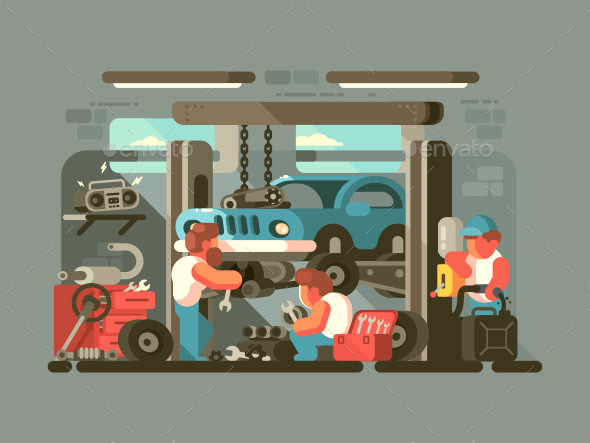 Garage Auto Service - Miscellaneous Vectors
