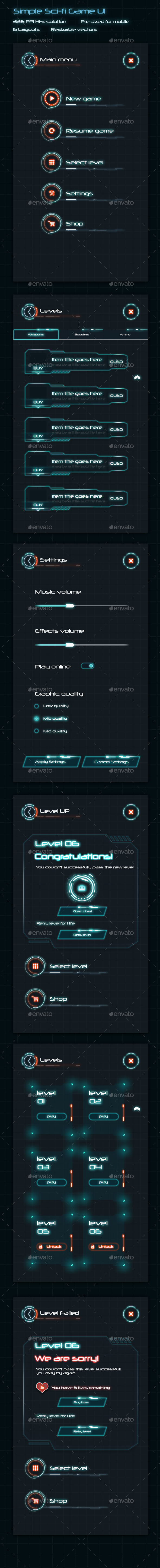 Simple Sci-Fi Game UI - User Interfaces Game Assets