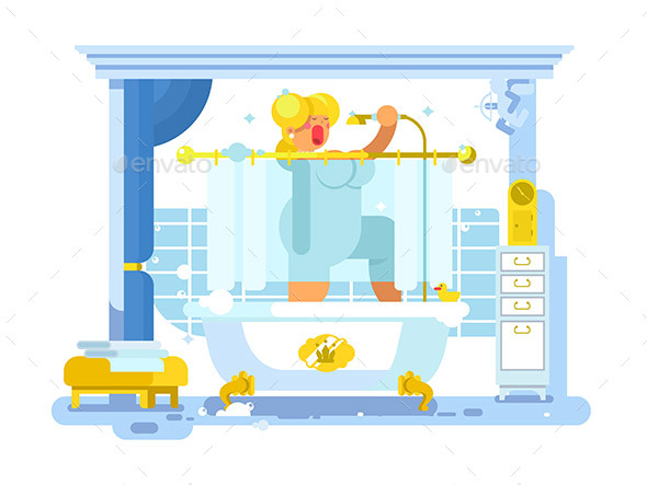 Woman Singing in the Shower - People Characters