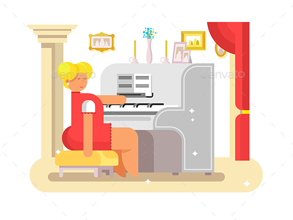 Waman Play on Piano - People Characters