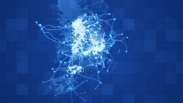 Blue South Korea Map Network Rollback 4K
