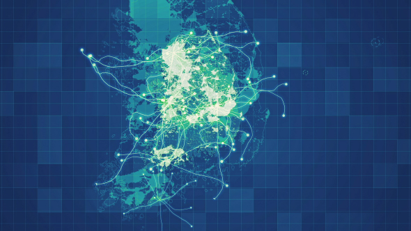 Green South Korea Map Network Rollback 4K