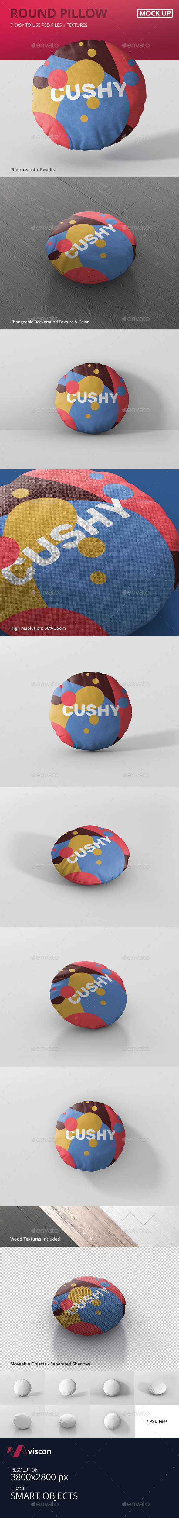 Pillow Mockup - Round - Miscellaneous Product Mock-Ups