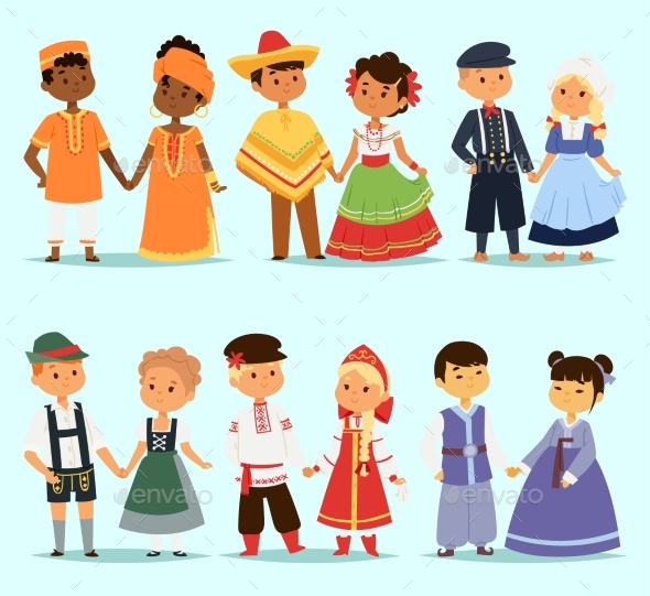 Lttle Kids Children Couples Character of World - People Characters
